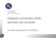 Rapport d’activités 2006:  activités de contrôle