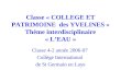 Classe « COLLEGE ET PATRIMOINE  des YVELINES » Thème interdisciplinaire « L’EAU »