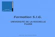 Formation S.I.G. UNIVERSITÉ DE LA ROCHELLE FLASH