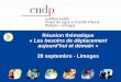 Réunion thématique « Les besoins de déplacement aujourd’hui et demain » 28 septembre - Limoges