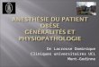 Anesthésie du Patient Obèse Généralités et physiopathologie