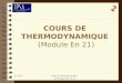 COURS DE  thermodynamique  (Module En 21)
