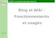 Blog et Wiki : Fonctionnements  et usages