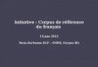 Initiative : Corpus de référence du français