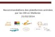 Recommandations des plateformes animées par les CRI en Wallonie  21/02/2014