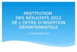 RESTITUTION  DES R É SULTATS 2012 DE L’OFFRE D’INSERTION D É PARTEMENTALE