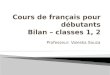 Cours  de  français pour débutants Bilan  – classes 1, 2