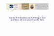 Guide d'utilisation du Catalogue des archives et des manuscrits de la Bdic