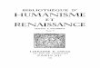 Bibliotheque d'Humanisme Et Renaissance Tome v - 1944