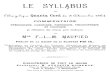 Le syllabus et l'Encyclique Quanta cura du 8 décembre 1864