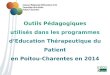 Recensement des Outils Pédagogiques utilisés dans les programmes d’Education Thérapeutique du Patient en Poitou-Charentes en 2014