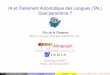 IA et Traitement Automatique des Langues (TAL) -- quel panorama ?