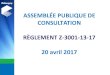 ASSEMBLÉE PUBLIQUE DE CONSULTATION RÈGLEMENT Z-3001-13-17