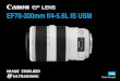 EF70-300mm f/4-5.6L IS USM · FRN-1 Dédié aux appareils photo EOS, l’objectif Canon EF70-300mm f/4-5,6L IS USM est un objectif zoom téléobjectif à hautes performances équipé