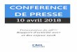 Dossier de presse bilan 2017 et enjeux 2018 [ PDF-1.11 Mo] · CONFERENCE DE PRESSE 10 avril 2018 Présentation du 38ème Rapport d’activité 2017 et des enjeux 2018