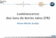 Luminescence des ions de terres rares (TR) - Accueil du sitegdrverres.univ-lille1.fr/documents/terres-rares/JURDYC-Luminescence... · xc7 1606.82292 ±0.80378 w7 40.1521 ±1.01704)