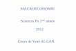 MACROECONOMIE Sciences Po 1 annéeecours.sciences-po.fr/resources/documents/Chapitre7_Equilibremacro... · ajustements de salaires (salaire minimum ... Etude du mouvement de la production