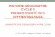 HISTOIRE GÉOGRAPHIE CYCLE 3 PROGRESSIVITÉ · PDF fileComprendre un document Pratiquer différents langages en histoire et en géographie Coopérer et mutualiser atteindre les objectifs