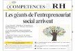 Supplément de L’Economiste N°4883 Les géants de l ... · Les géants de l’entrepreneuriat social arrivent COMPETENCES RH ... «Le cas du Maroc pourrait être très ins-tructif