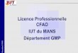 Licence Professionnelle CFAO IUT du MANS …iut.univ-lemans.fr/lp/donnees/Présentation LP CFAO 2016 2017... · - 3 salles de 10 postes Catia V5 et V6 (accès par badge). - Postes