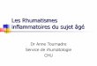 Les Rhumatismes inflammatoires du sujet âgé - sgca.frsgca.fr/textes/journees/automne2011/rhumatismeinflammatoire.pdf · Début chronique > 2 mois ... Polyarthrite symétrique (MCP,