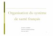 Organisation du système de santé français · 3/ L’offre de soins: ... Planification, organisation sanitaire, régulation, contrôle 4. Qualité, ... l’état sanitaire de la