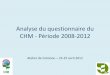 Analyse du questionnaire bilan CHM 2008-2012bj.chm-cbd.net/links/formations-et-ateliers/ateier-sur-le-theme... · Rigobert Ntep Cameroun Nzigidahera Benoît Burundi Guy Mboma Akani