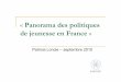 Panorama des politiques de jeunesse en France - injep.fr · Introduction Un intérêt ... Délégation de pouvoir plus ou moins importante au secteur associatif ... quand elles s’appuient