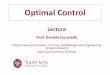 Linear Optimal control - uniroma1.itiacoviel/Materiale/Lezione-applicazione_201… · Prof.Daniela Iacoviello- Optimal Control . Examples taken from Bruni et al. 2005 Prof.Daniela