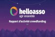 Rapport d’activité crowdfunding - HelloAsso · Rapport d’activité crowdfunding. LA SOLUTION GRATUITE DES ASSOCIATIONS ET DES CLUBS POUR RECEVOIR DES PAIEMENTS SUR INTERNET QUI