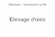 Élevage d'oies - Freeprof.pantaloni.free.fr/IMG/pdf/Intro-matrices-diapo-Oies.pdf · Matrices - Introduction 900 700 400 A= 4500 10000 6500 50 75 100 A est une matrice à 3 lignes