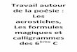 Travail autour de la poésie : Les acrostiches, Les ...etab.ac-poitiers.fr/coll-saint-amant/IMG/pdf/atpe_6c.pdf · Les formules magiques et calligrammes des 6ème C . AMOUR ET CHAGRIN