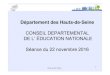 Département des Hauts-de-Seine CONSEIL DEPARTEMENTAL DE … · 2016-11-24 · Hauts-de-Seine RS 2015 RS 2016 6ème 4979 5 063 5ème 4861 4 982 4E (YC AES) 4863 4 ... AFFELNET 6 ème