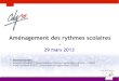 Aménagement des rythmes scolaires - CDG 35 · Aménagement des rythmes scolaires-29 mars 2013 Intervenantes : Séverine GAUBERT, Responsable du Service Statuts Rémunération - CDG35