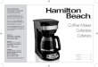 Hamilton Beach Coffee Maker [46230] - Use & Care...While holding PROG (program) button, press H and M until the desired brewing start time is reached. 3. Press and release PROG button