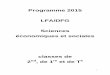 Programme 2015 LFA/DFG Sciences économiques et sociales...Les spécificités de la filière SES dans les lycées franco-allemands Le cadre suivant est défini par le traité de Schwerin