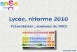 Le SNES et la réforme du lycée Les passerelles · (2012) Tale ES (2012) Tale S (2012) Tronc commun 1ère 1ère L (2011) 1ère ES (2011) 1ère S (2011) Enseignements spécifiques
