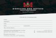 FICHE DE COMMANDE - Domaine des Rothis · 2020. 11. 27. · FICHE DE COMMANDE. Régulus (Vin de pays suisse) Étoile Filante (au sureau) Carrément brut La Rose Noire La Rose Noire