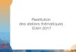 Restitution des ateliers thématiques EIAH 2017eiah2017.unistra.fr/wp-content/uploads/2017/06/EIAH2017... · 2017. 6. 14. · 2ème partie : La réalité virtuelle et augmentée !