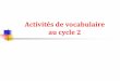 Activités de vocabulaire au cycle 2