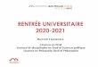 RENTRÉE UNIVERSITAIRE 2020-2021