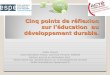 Cinq points de réflexion sur l’éducation au développement 