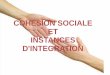 COHESION SOCIALE ET INSTANCES D'INTEGRATION