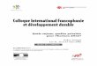 Colloque International Francophonie et développement durable