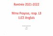 Rentrée 2021-2022 Mme Fraysse, resp. L3 LLCE Anglais