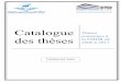 Catalogue Thèses soutenues à des thèses
