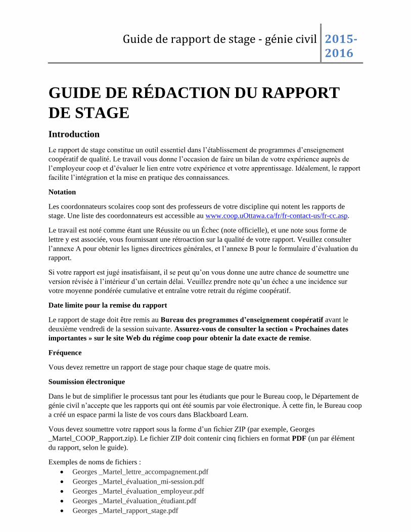 Pdf Guide De Rapport De Stage Génie Civil Pdfslidefr